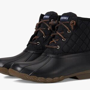 Sperry Saltwater Quilt Duck Boot NWT Women's 9 Black Waterproof